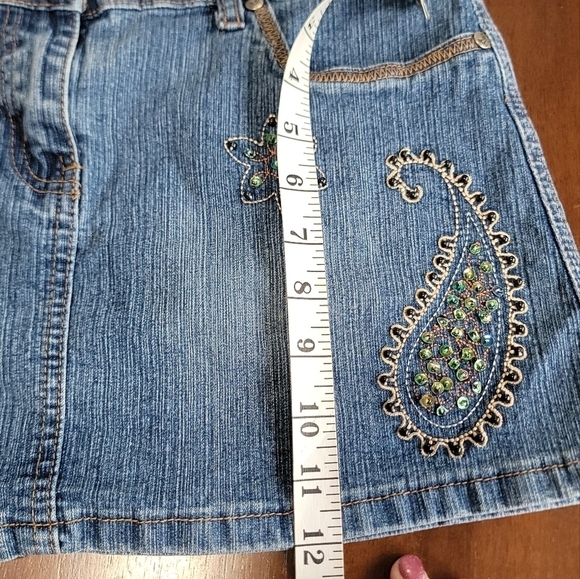 Jeans D micro mini skirt yk2 beaded size L - Picture 5 of 7